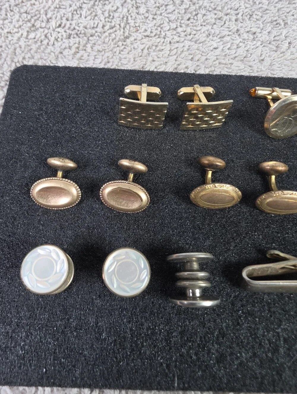 Men's Gold-Tone and Silver Cufflink & Tie Clip Set - Classic Multipack